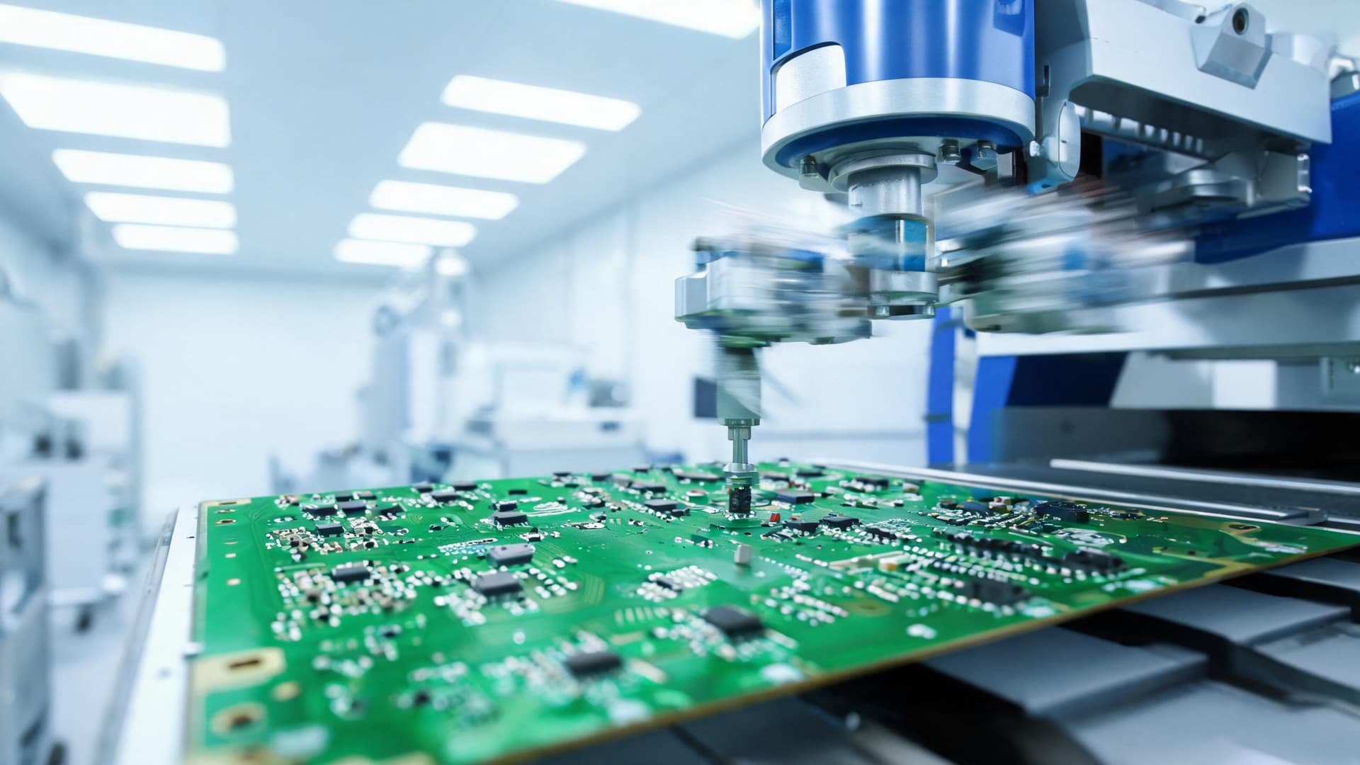 SMT pick-and-place machine on a quick turn PCB assembly line